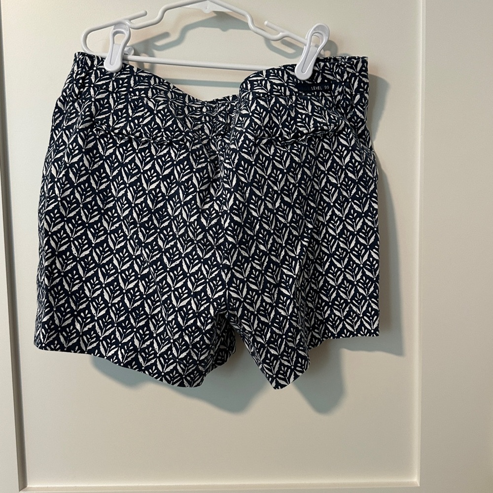 Navy and White Patterned Shorts